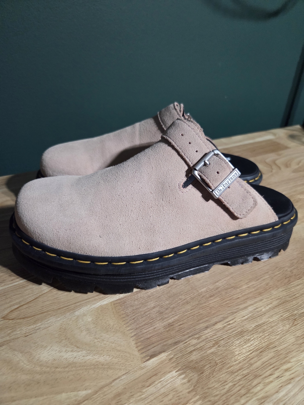 Dr. Martens Zebzag Powder Pink Suede Slingback Mule Clogs Men 11 Women 12